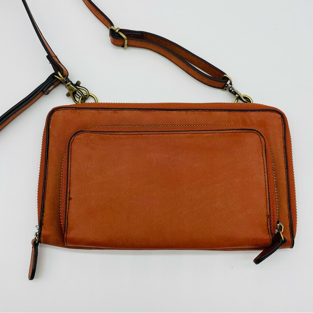 joy susan vegan leather crossbody in terra cotta orange